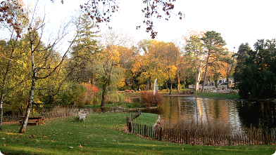 Kurparkteich im Türkenschanzpark im Herbst ...